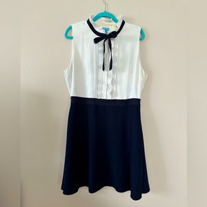 CeCe Women's Navy Blue and White Sleeveless Tie-Neck - Size 14